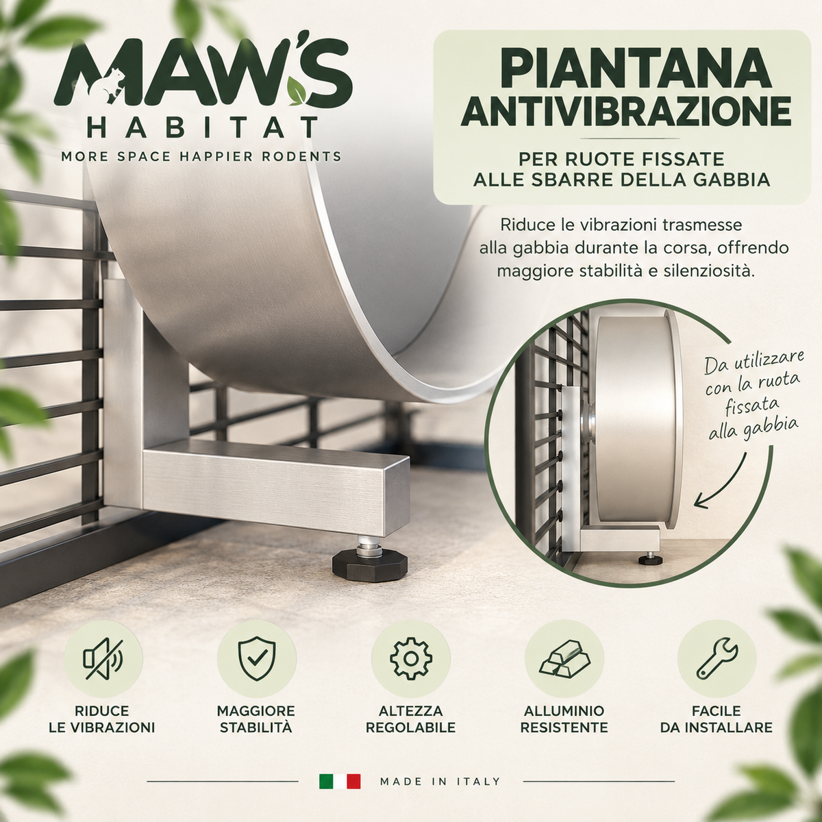 Piantana Antivibrazione per Ruota Roditori