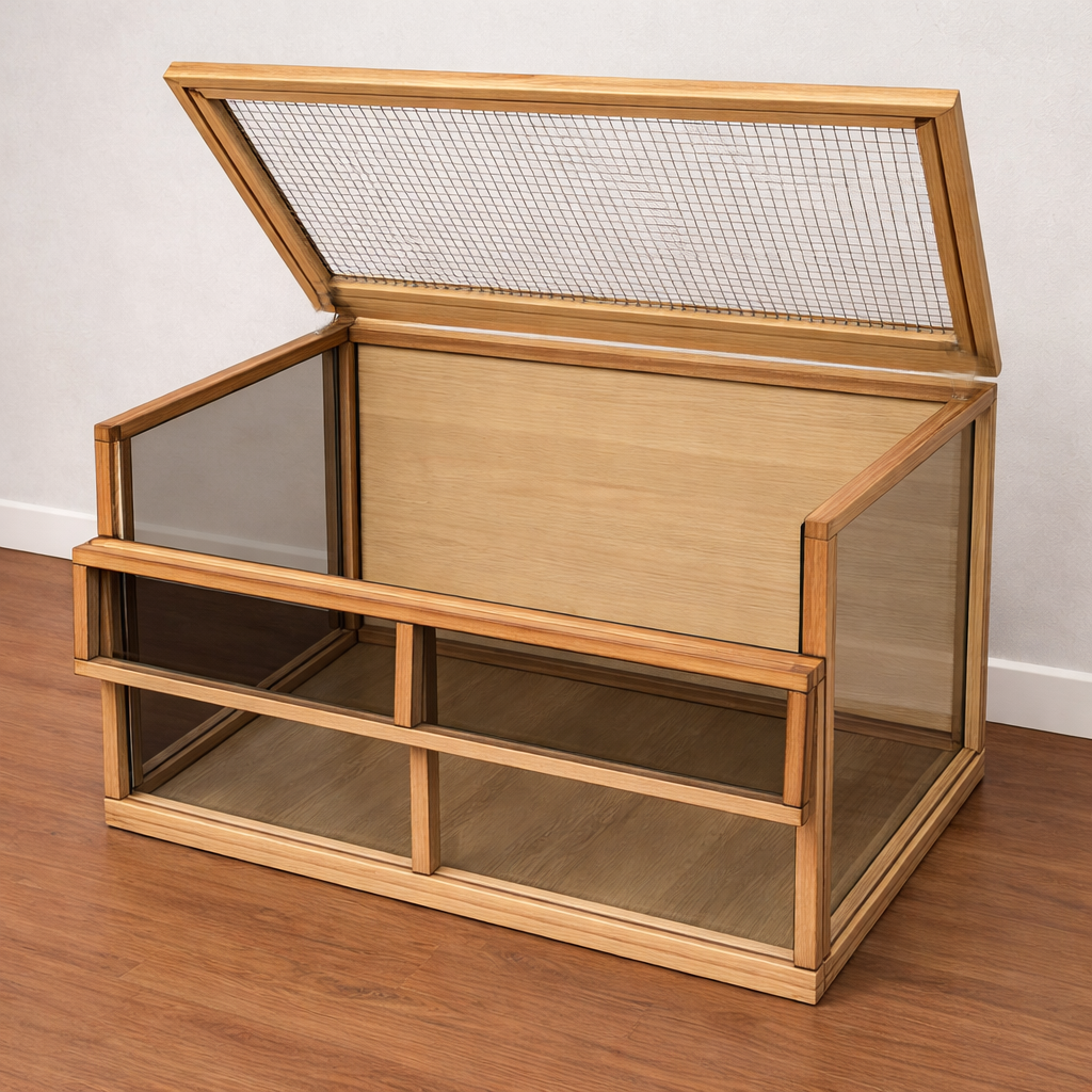 Habitat per Criceti in Legno Naturale con Plexiglass