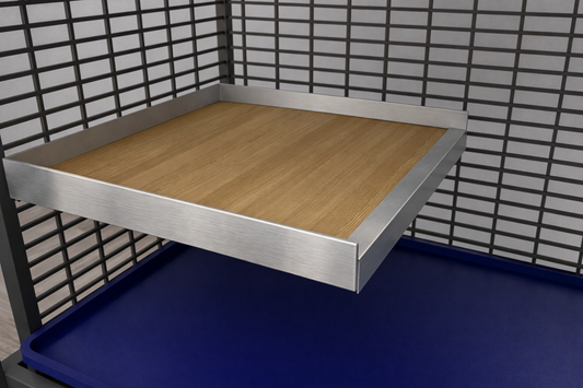 Mensola Quadrata in Legno Impermeabile con Bordi in Alluminio per Gabbie di Roditori