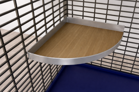 Mensola Angolare in Legno Impermeabile con Bordi in Alluminio per Gabbie di Roditori