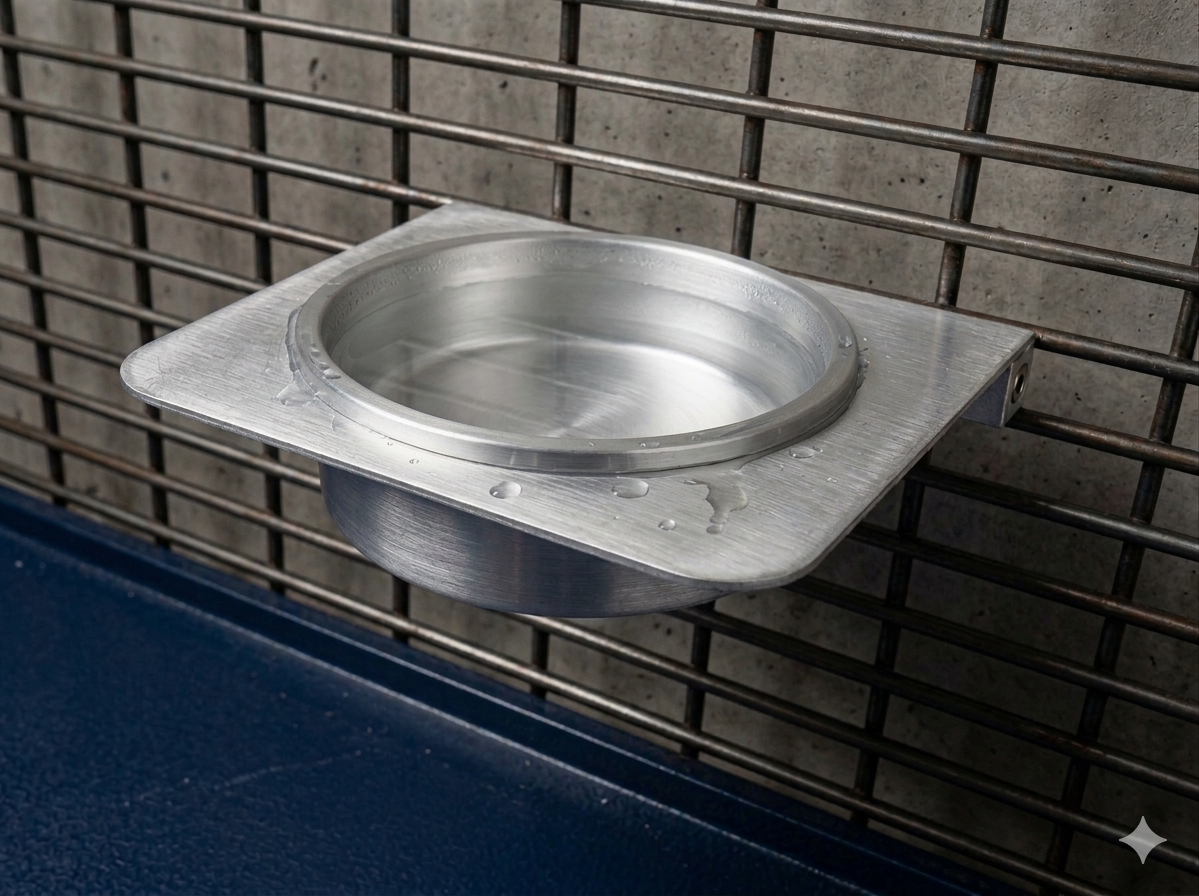 Ripiano in Alluminio con Piscina per Ratti – Mensola con Ciotola Integrata