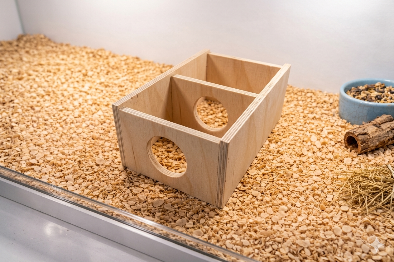 Casetta per Criceti in Legno Naturale a 2 Stanze