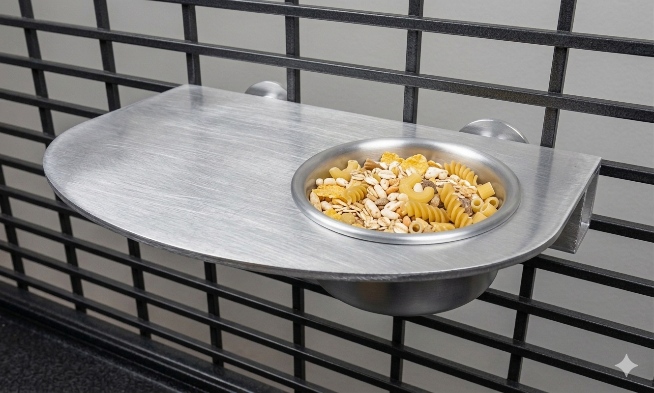 Ripiano in Alluminio con Ciotola per Roditori – Mensola Porta Cibo