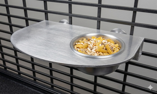 Ripiano in Alluminio con Ciotola per Roditori – Mensola Porta Cibo