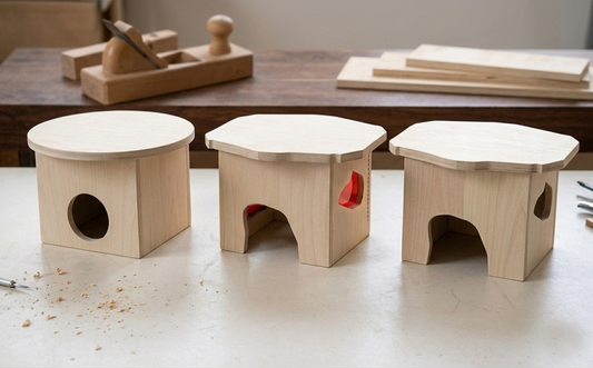 Casetta per Criceti con Finestre Personalizzabili – Rifugio in Legno con Plexiglass Rosso