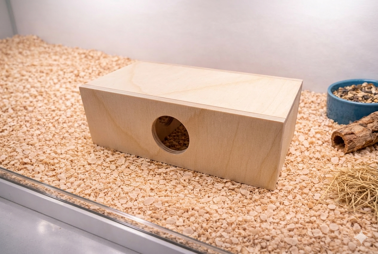 Casetta per Criceti in Legno Naturale a 3 Stanze