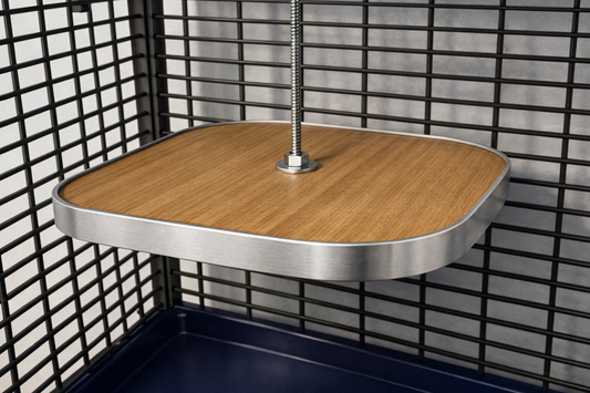 Mensola Sospesa Quadrata Stondata in Legno Impermeabile con Bordi in Alluminio