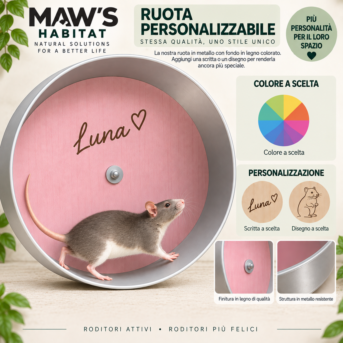Ruota in Metallo con Fondo in Legno Personalizzabile